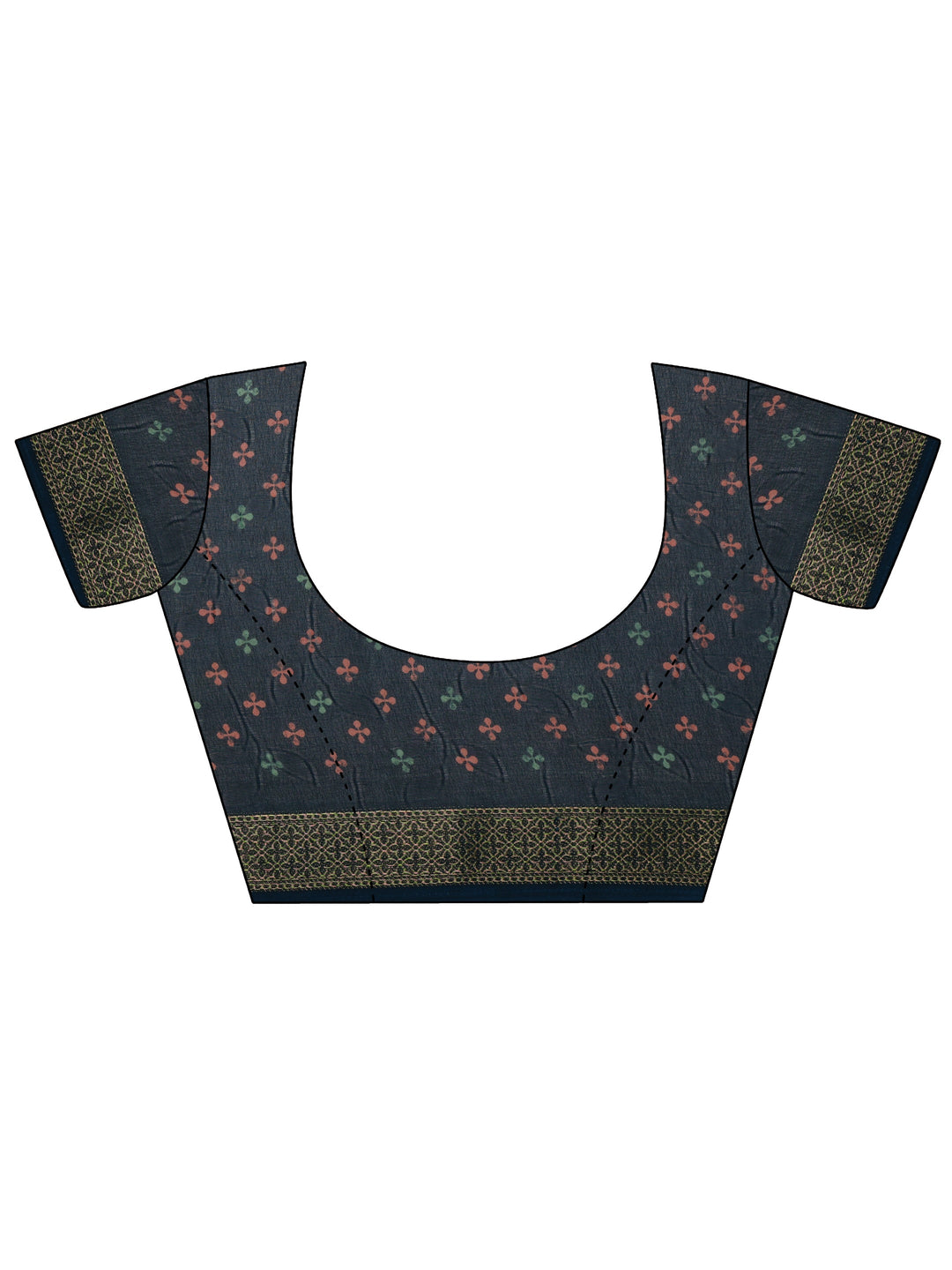  Navy Blue Printed Georgette Saree With Unstitched Blouse Piece 