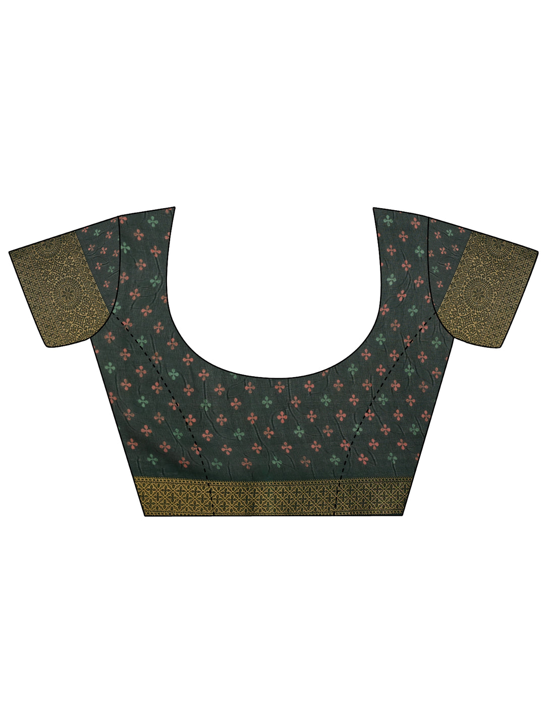  Green Printed Georgette Saree With Unstitched Blouse Piece 