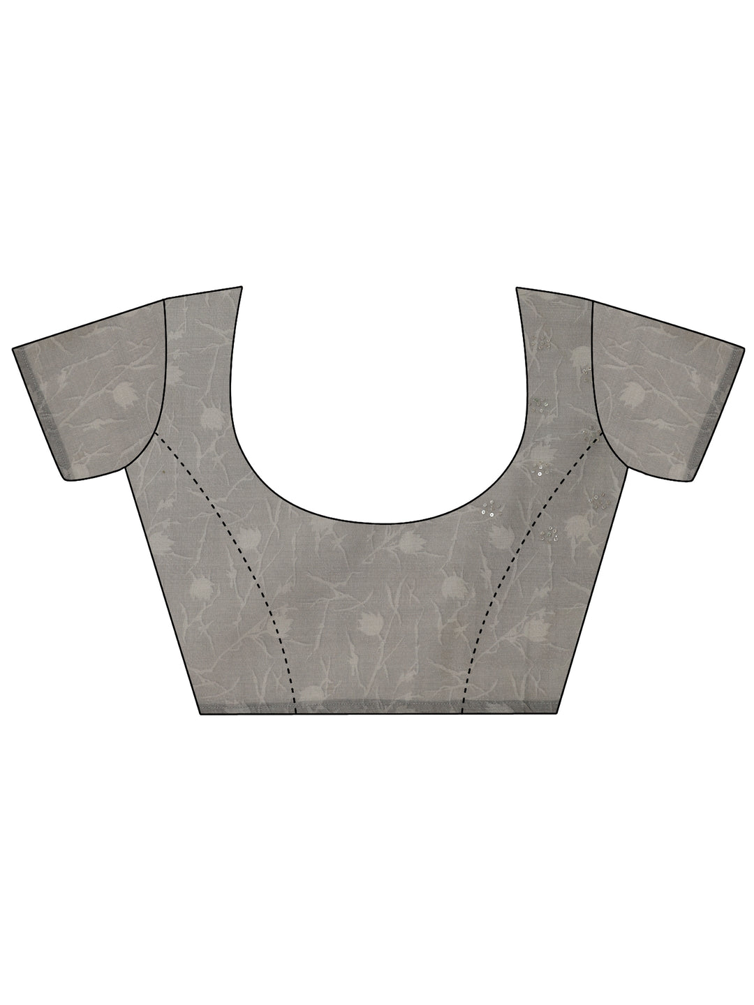  Grey Printed Silk Blend Saree With Unstitched Blouse Piece 