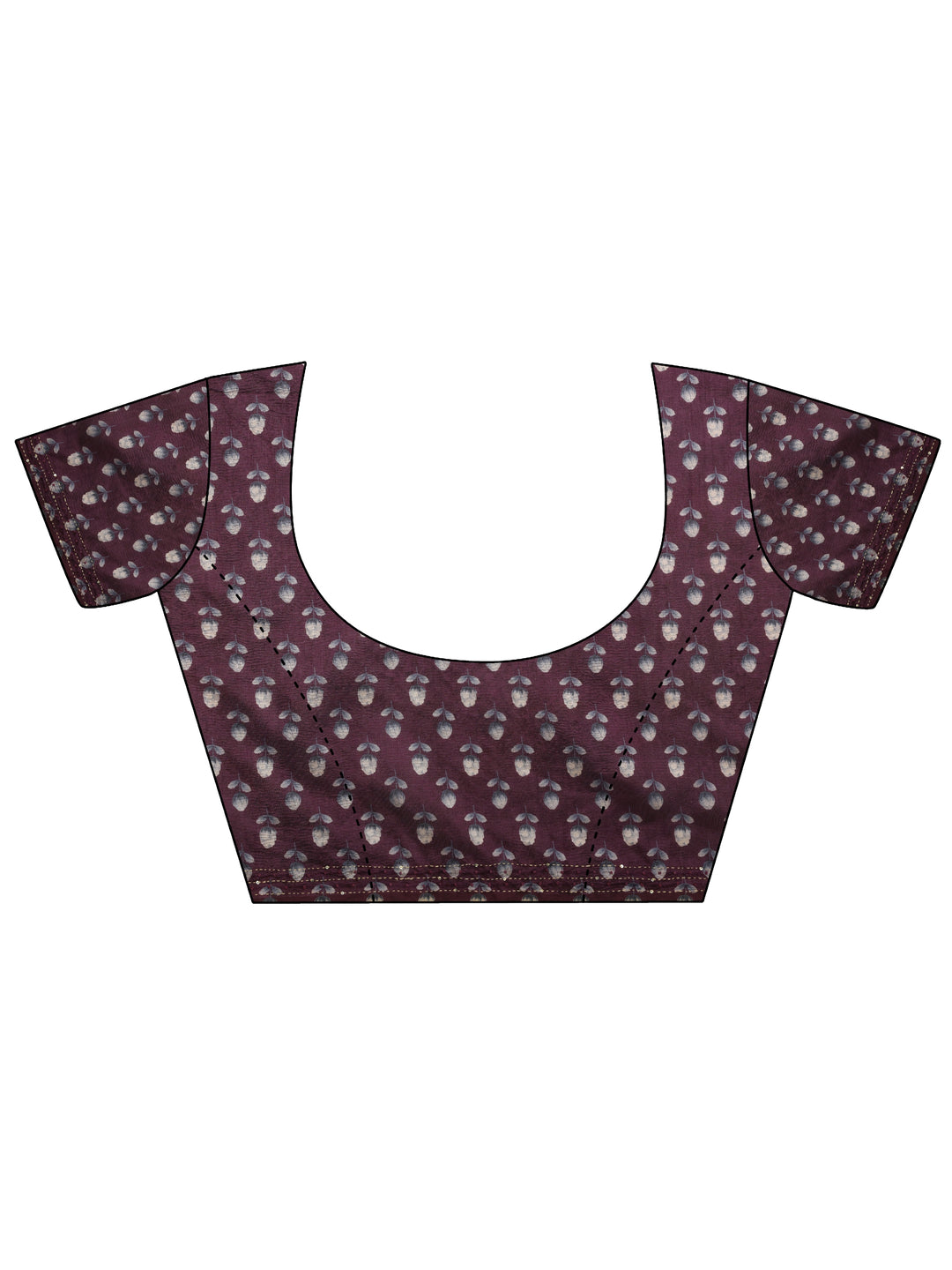  Burgundy Embellished Silk Blend Saree With Unstitched Blouse Piece 