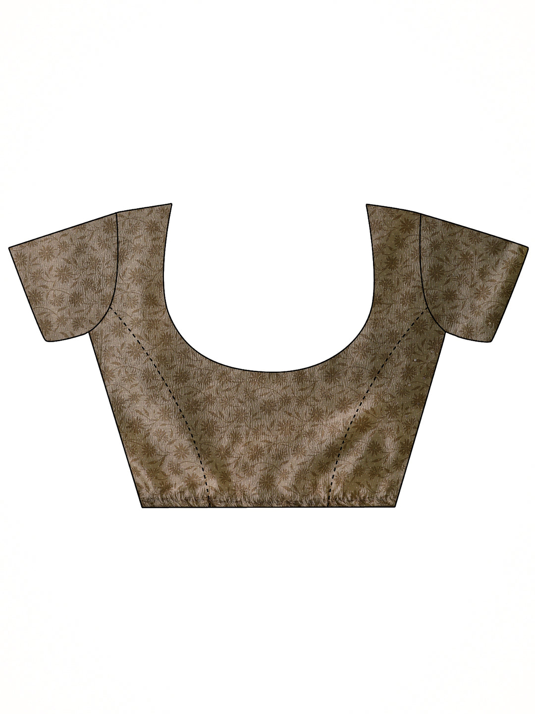  Beige Printed Silk Blend Saree With Unstitched Blouse Piece 