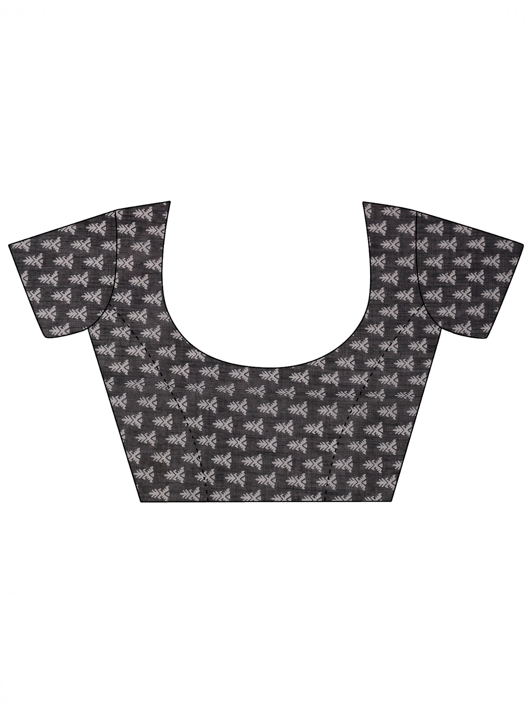  Black Printed Cotton Blend Saree With Unstitched Blouse Piece 