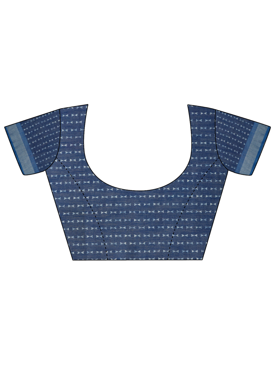  Blue Ikat Printed Cotton Blend Saree With Unstitched Blouse Piece 