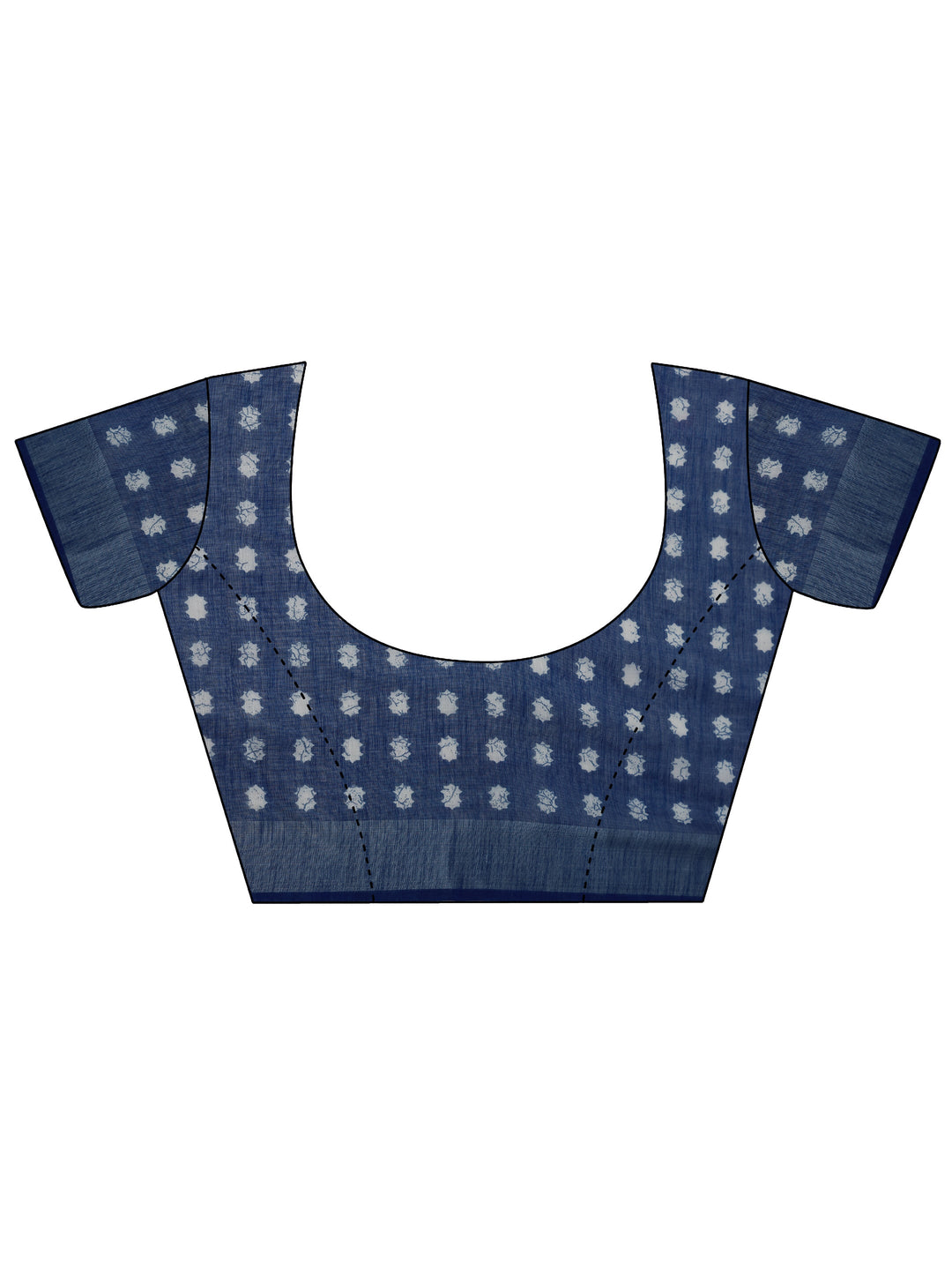  Blue Jamdani Printed Cotton Blend Saree With Unstitched Blouse Piece 
