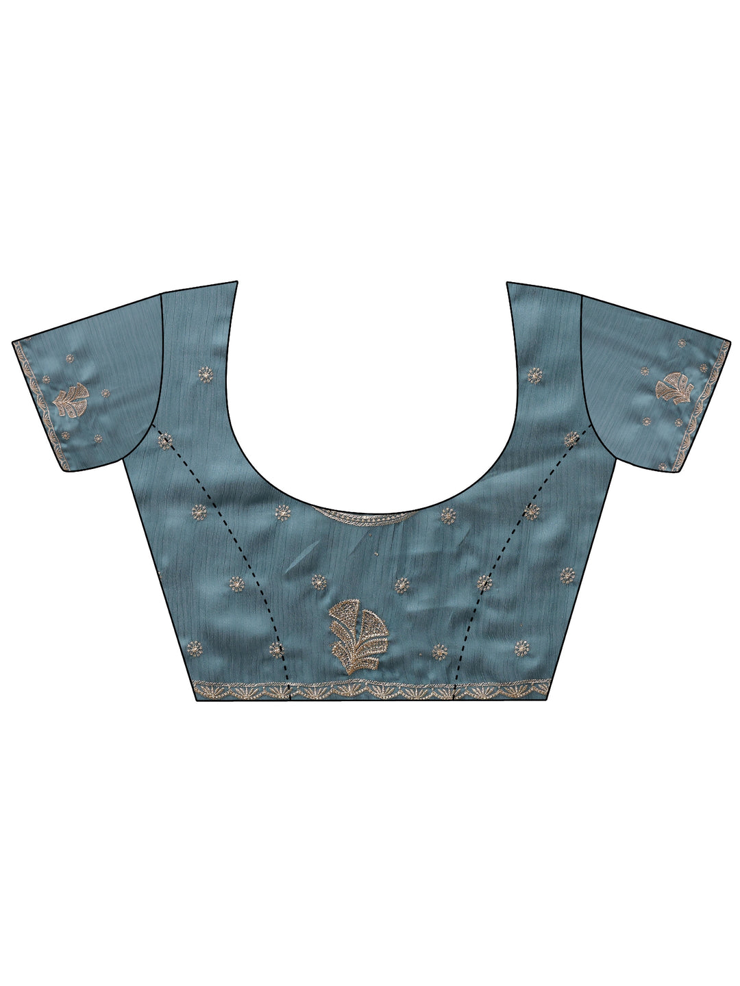  Blue Embellished Banarasi Chinon Saree With Unstitched Blouse Piece 