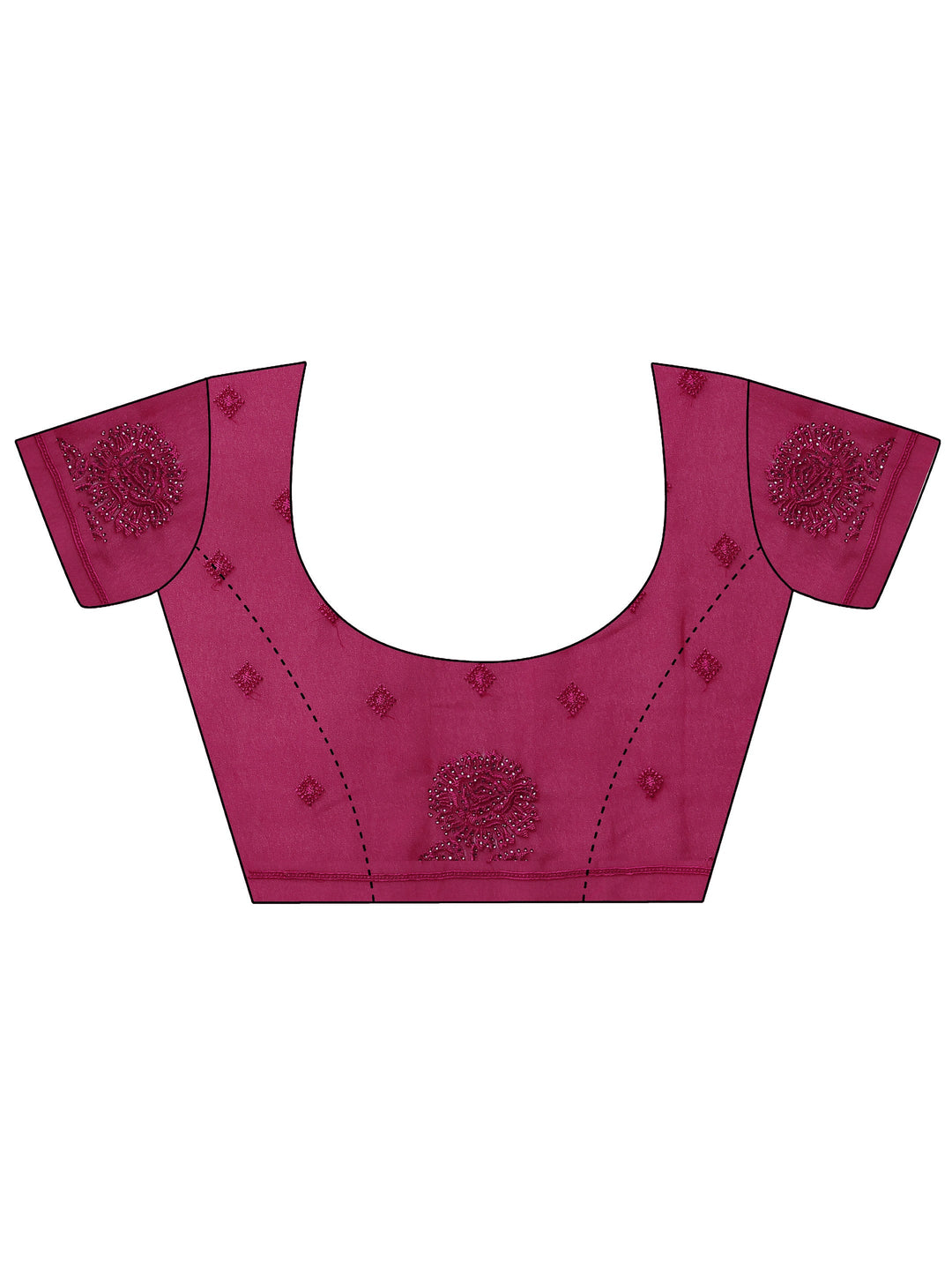  Pink Embroidered Georgette Saree With Unstitched Blouse Piece 