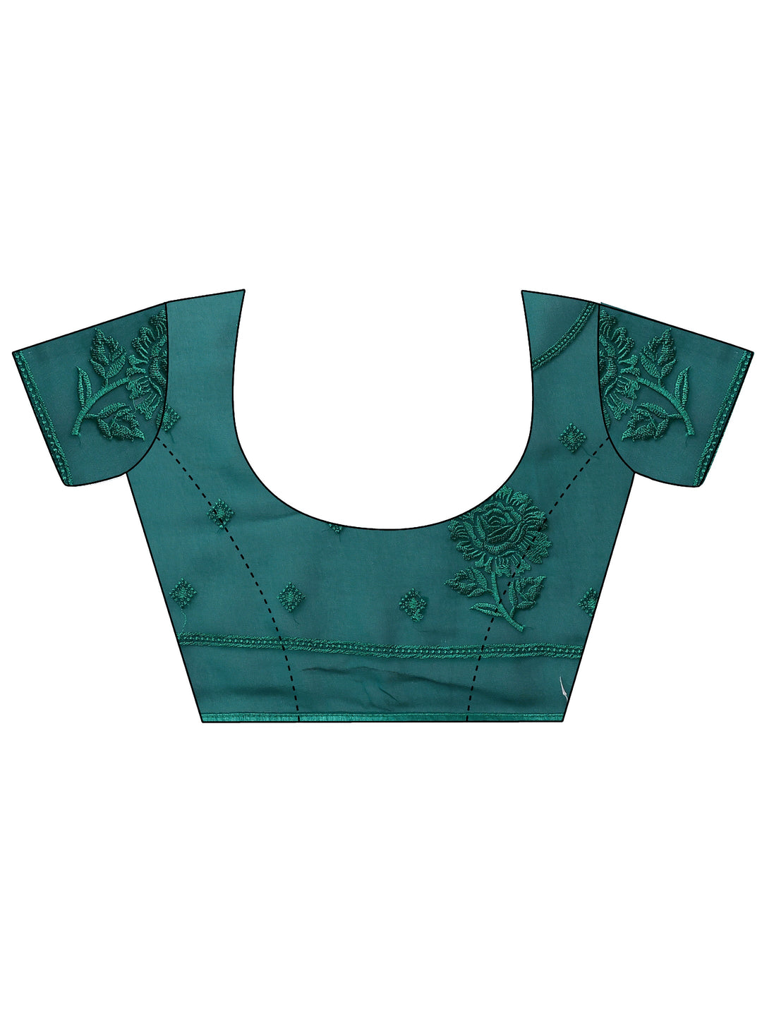  Blue Embroidered Georgette Saree With Unstitched Blouse Piece 