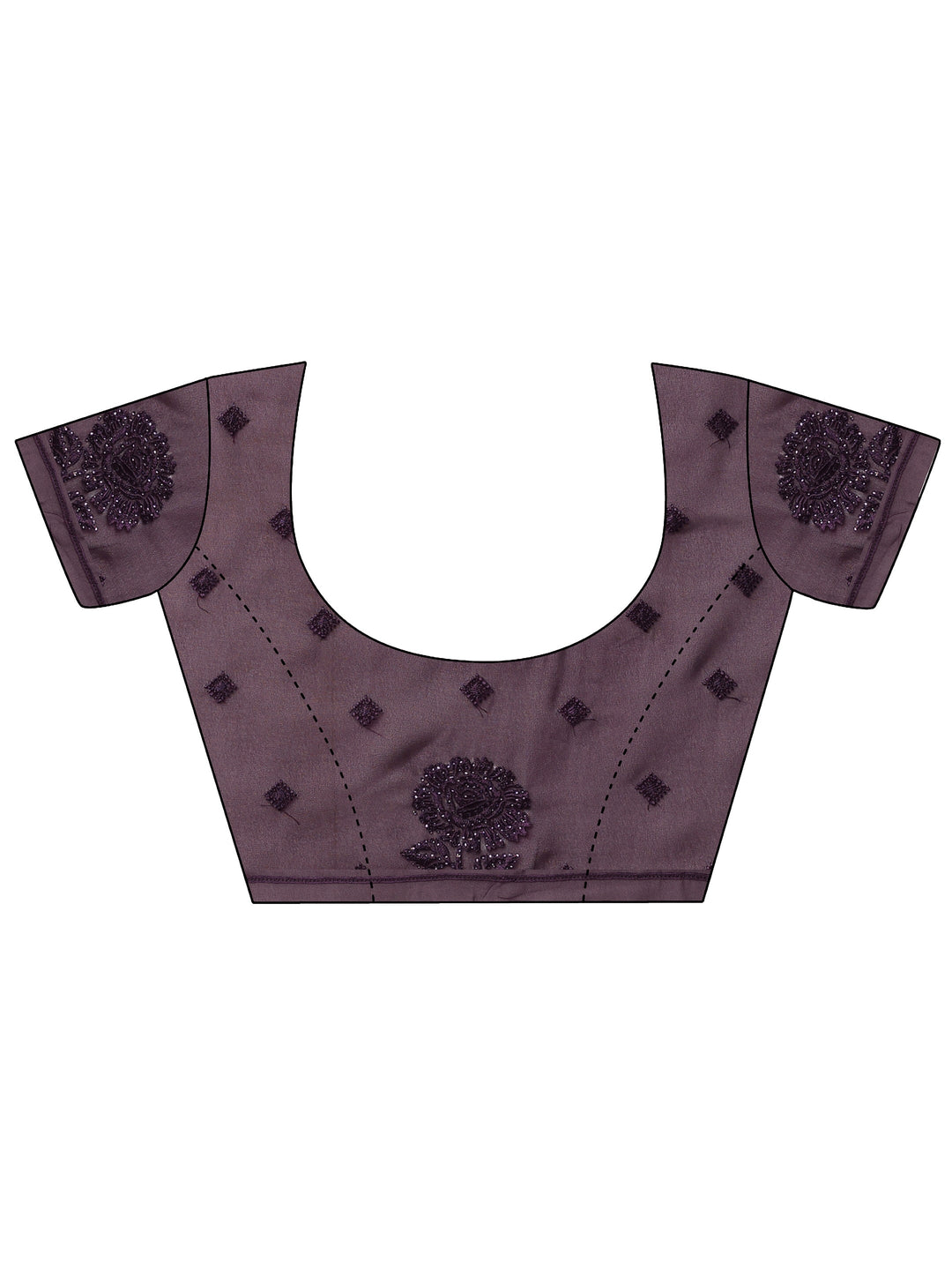  Purple Embroidered Georgette Saree With Unstitched Blouse Piece 