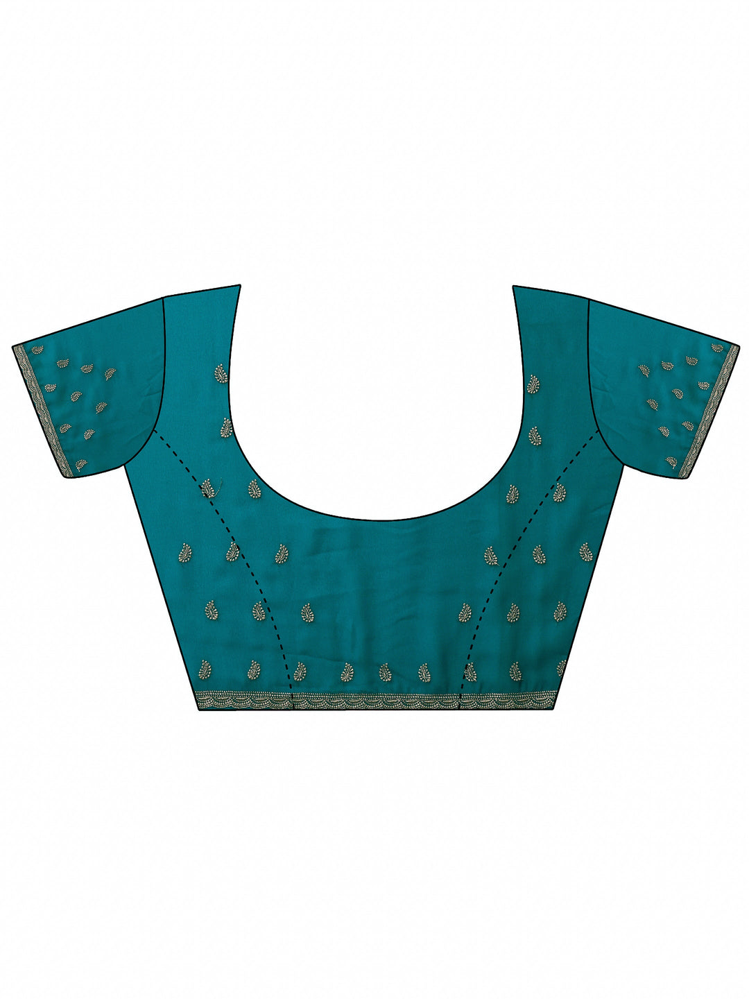 Blue Embroidered Georgette Saree With Unstitched Blouse Piece 