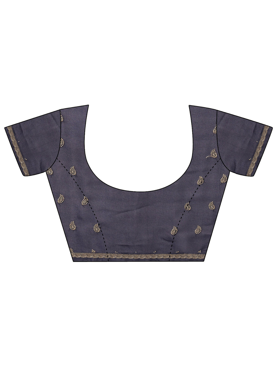  Navy Blue Embroidered Georgette Saree With Unstitched Blouse Piece 