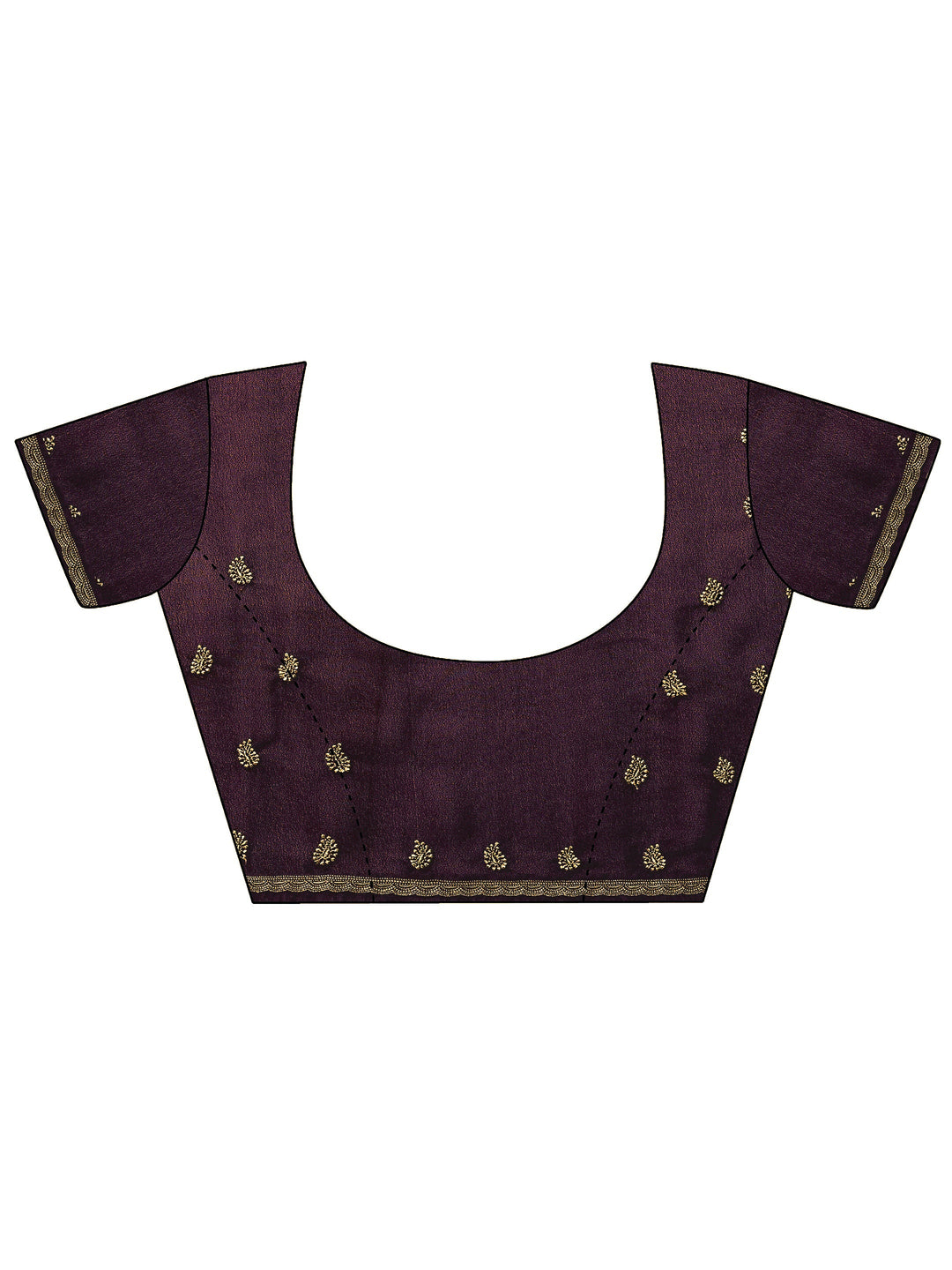  Burgundy Embroidered Georgette Saree With Unstitched Blouse Piece 