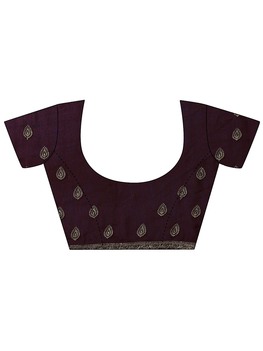  Burgundy Embroidered Georgette Saree With Unstitched Blouse Piece 