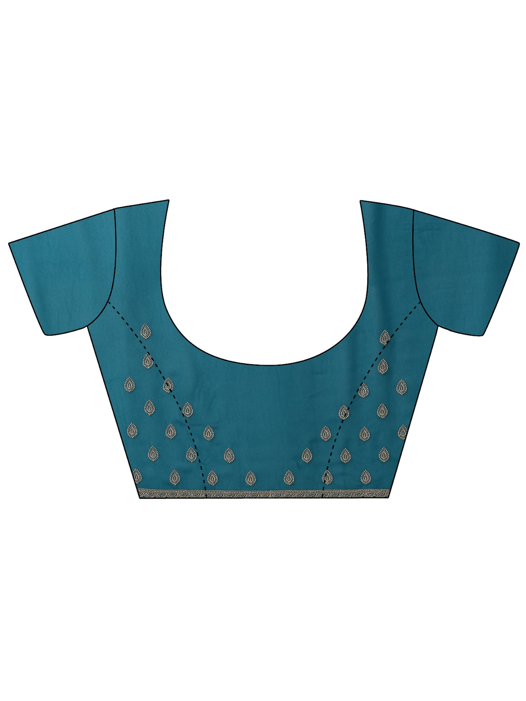  Blue Embroidered Georgette Saree With Unstitched Blouse Piece 