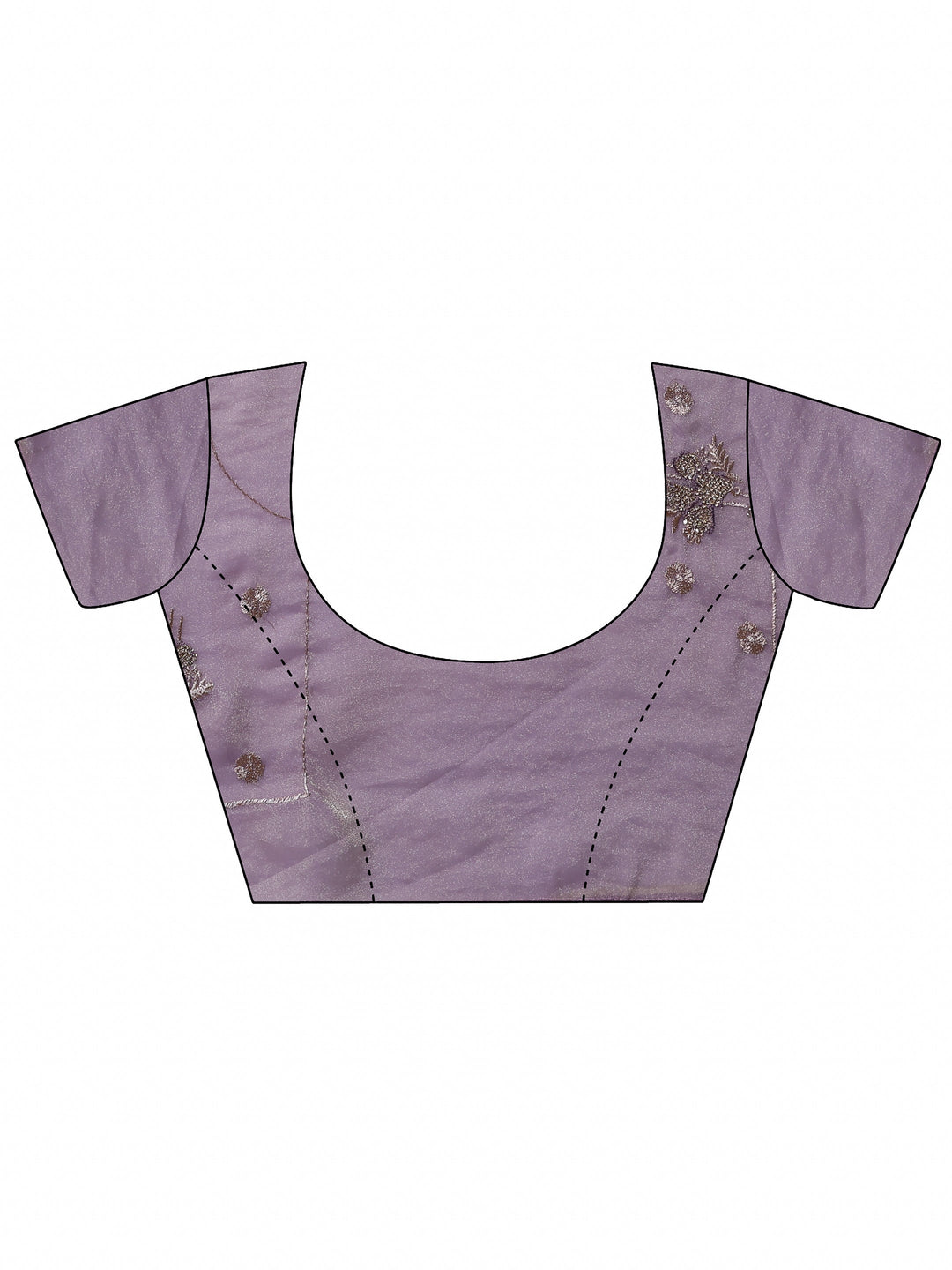  Lavender Embellished Organza Saree With Unstitched Blouse Piece 
