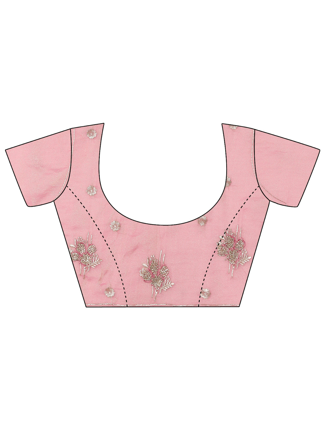  Pink Embellished Organza Saree With Unstitched Blouse Piece 