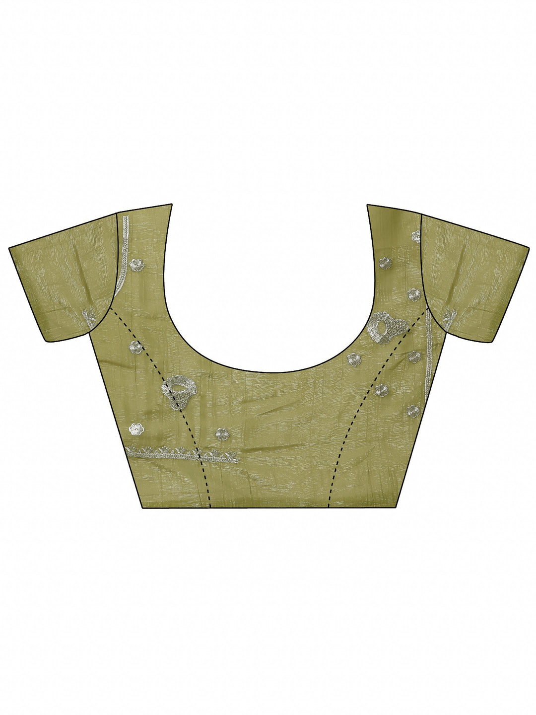  Green Embellished Chinon Saree With Unstitched Blouse Piece 