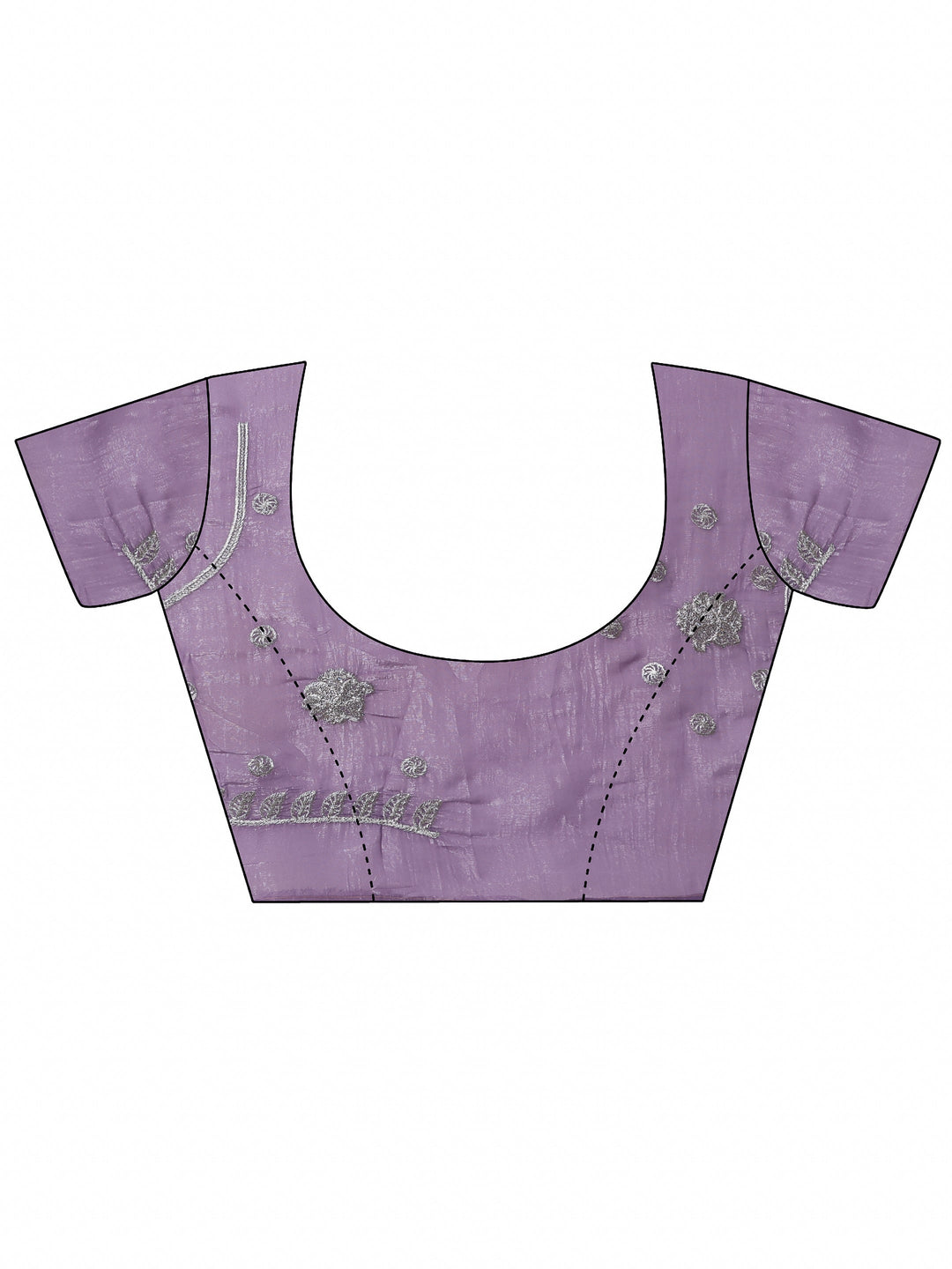  Lavender Embellished Chinon Saree With Unstitched Blouse Piece 