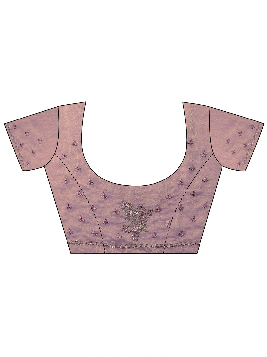  Purple Embroidered Organza Saree With Unstitched Blouse Piece 