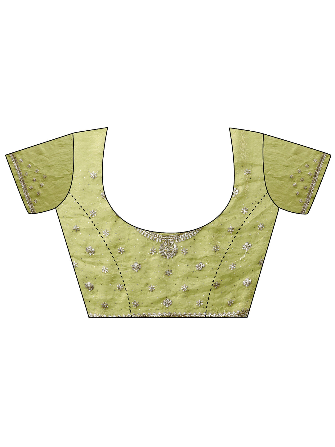  Green Embellished Organza Saree With Unstitched Blouse Piece 