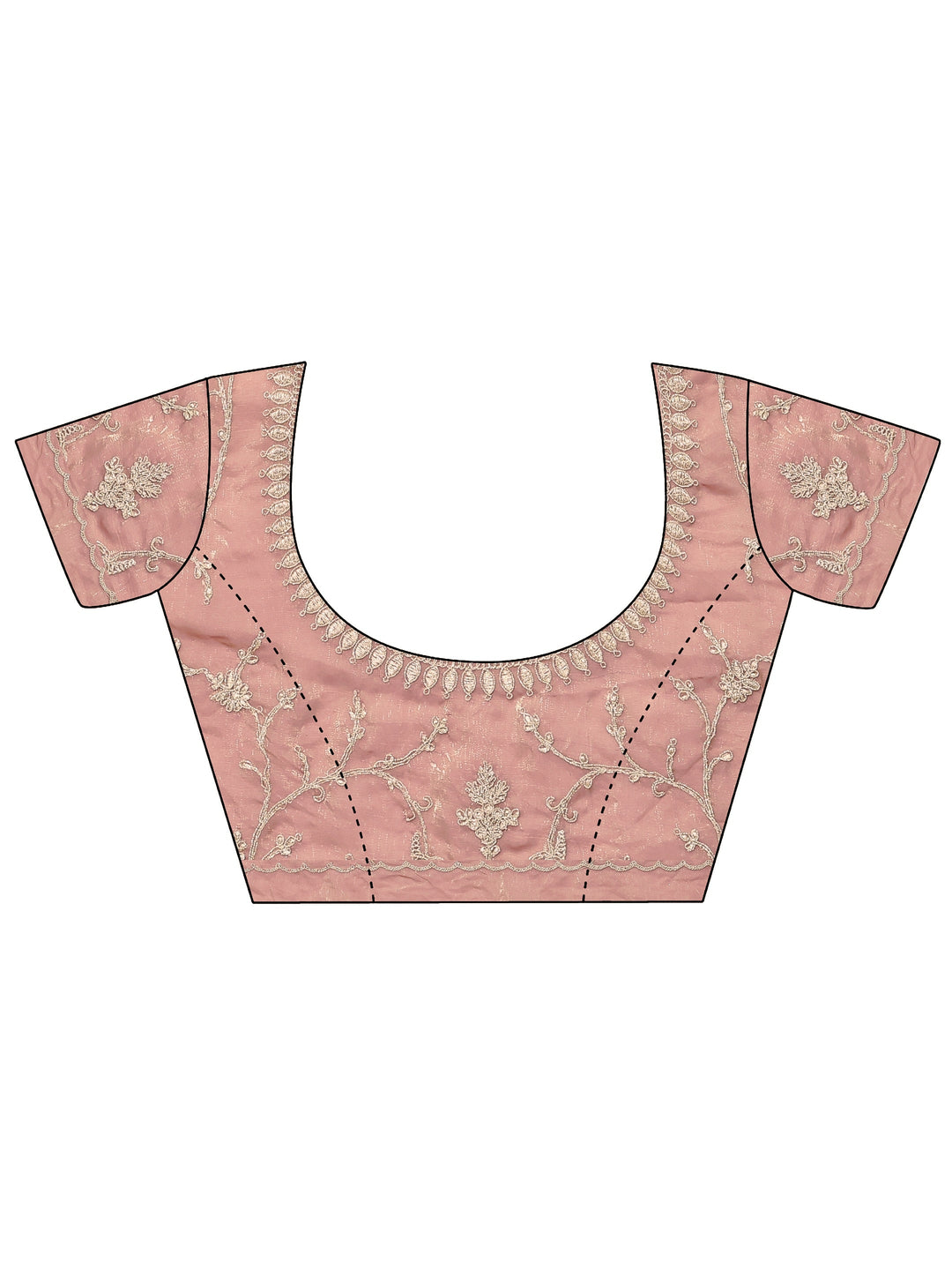  Pink Embellished Organza Saree With Unstitched Blouse Piece 