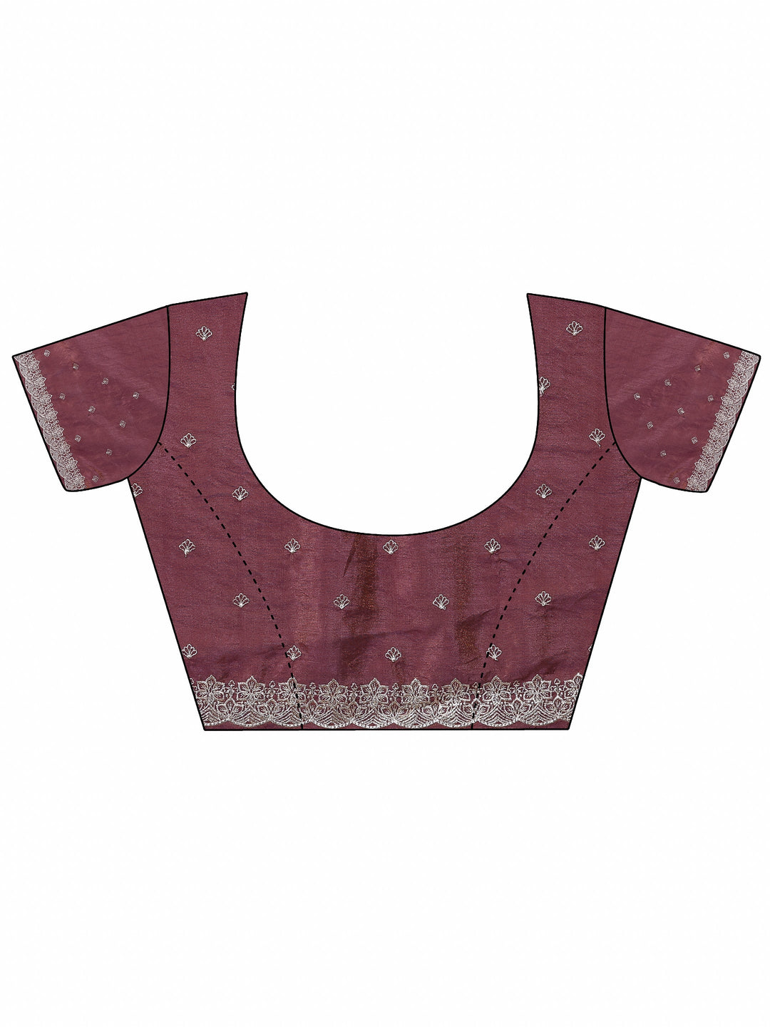  Burgundy Solid Organza Saree With Unstitched Blouse Piece 