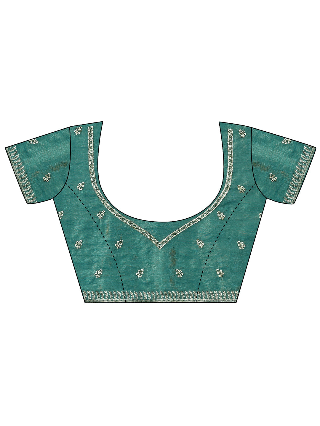  Green Embellished Organza Saree With Unstitched Blouse Piece 