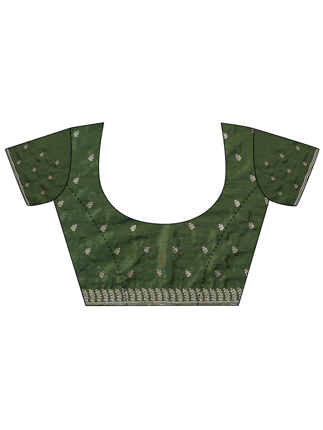  Green Embellished Organza Saree With Unstitched Blouse Piece 