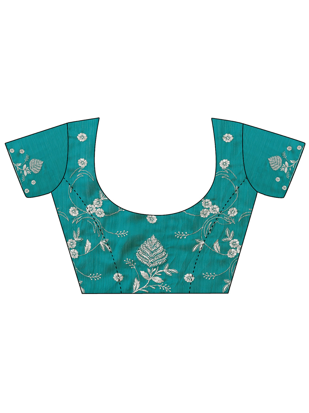  Blue Solid Chinon Saree With Unstitched Blouse Piece 