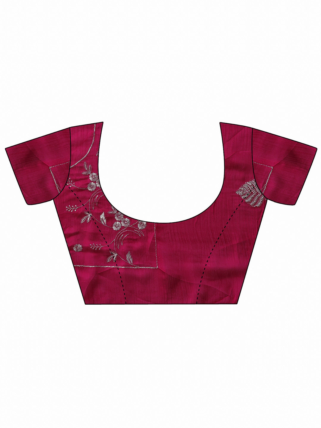  Pink Embroidered Chinon Saree With Unstitched Blouse Piece 