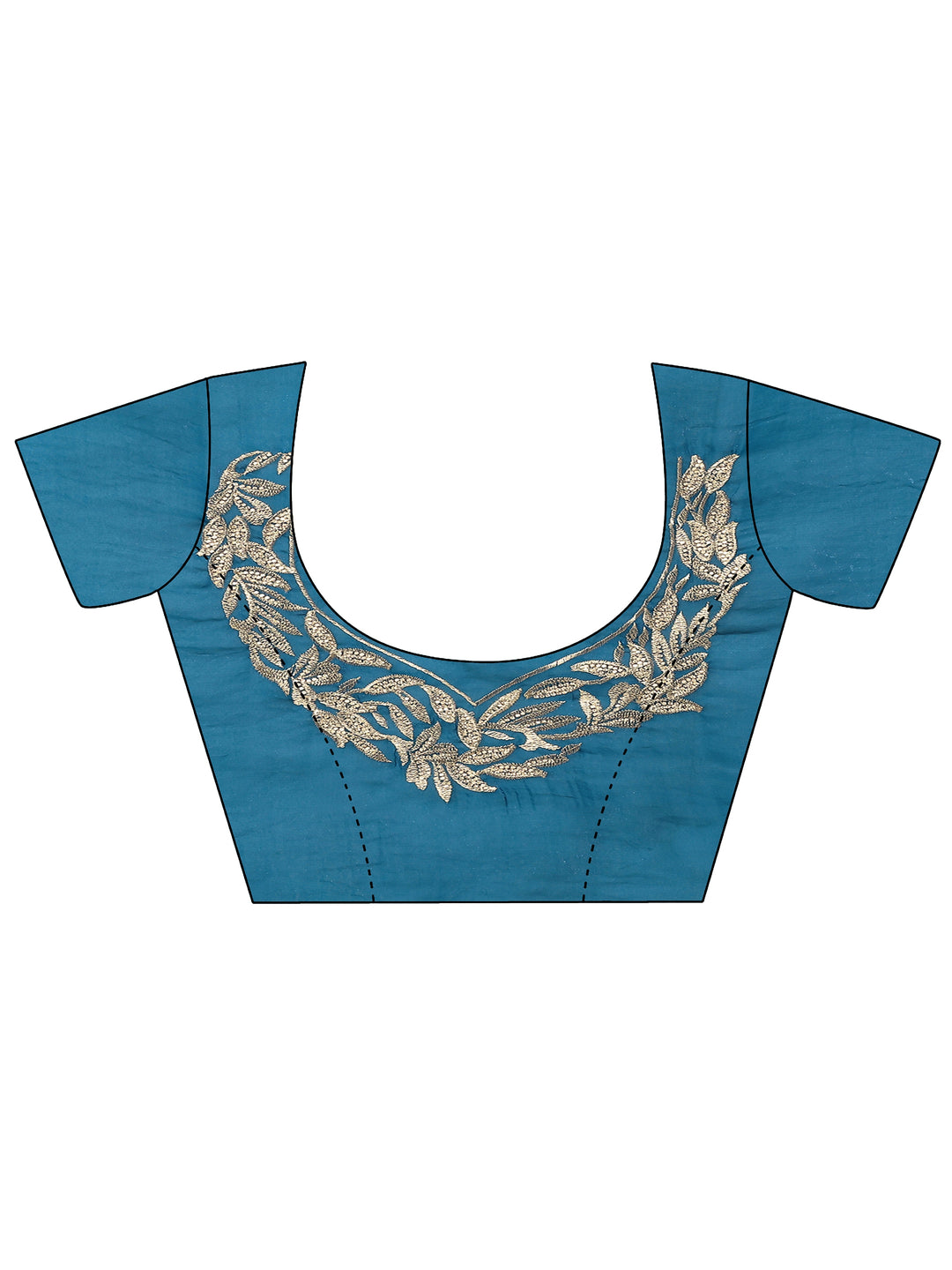  Blue Embroidered Organza Saree With Unstitched Blouse Piece 