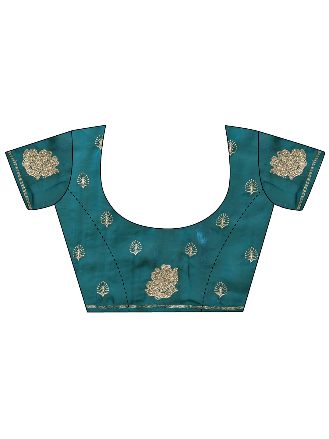  Green Embroidered Organza Saree With Unstitched Blouse Piece 