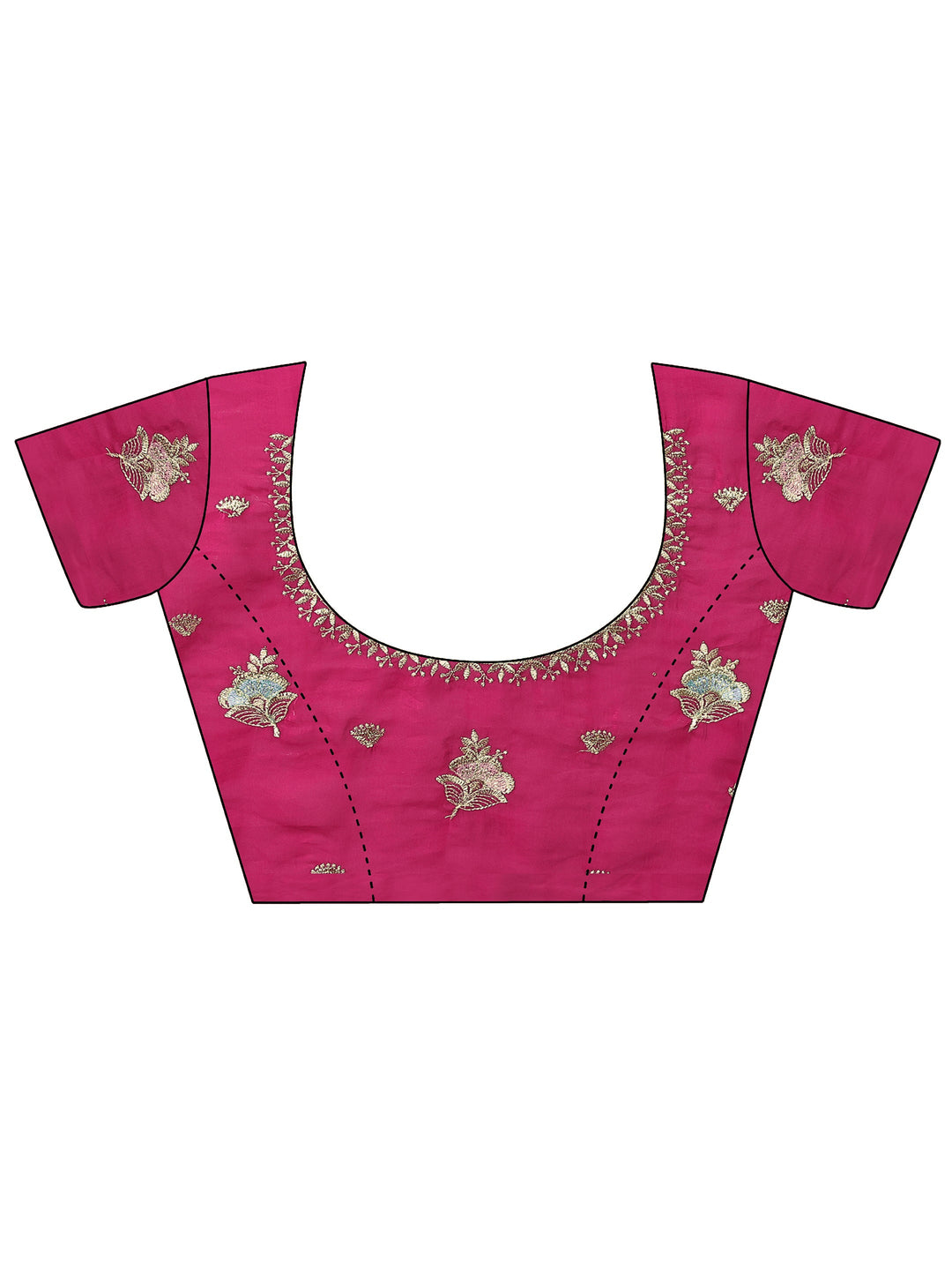 Pink Embroidered Organza Saree With Unstitched Blouse Piece 