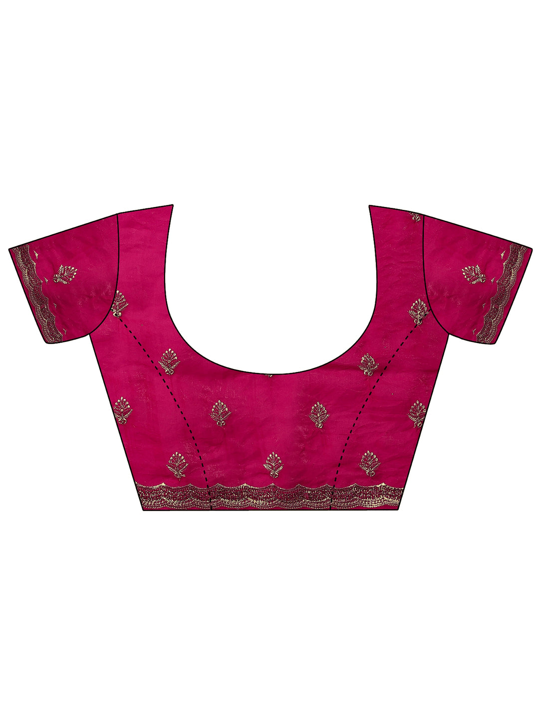  Pink Embroidered Organza Saree With Unstitched Blouse Piece 