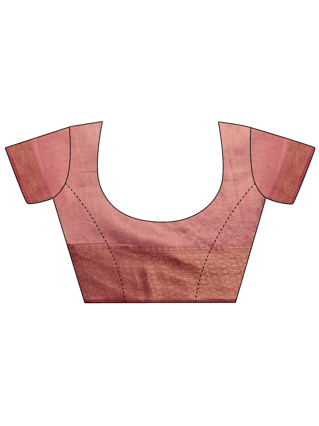  Peach Embroidered Silk Blend Saree With Unstitched Blouse Piece 