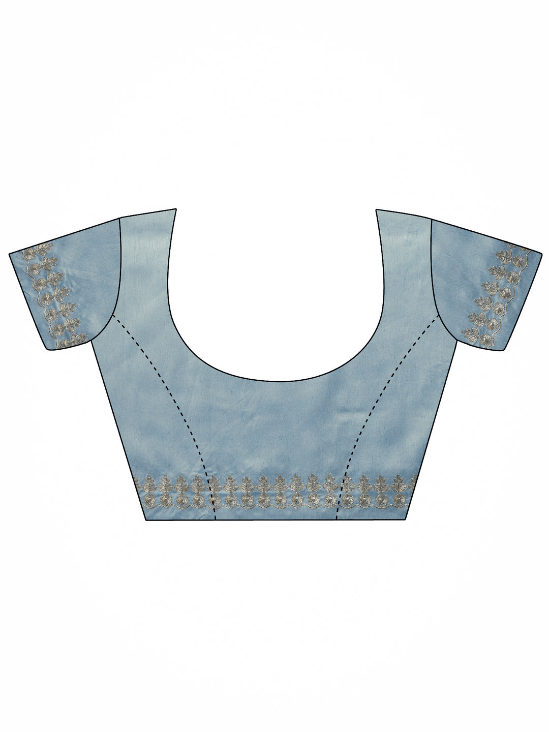  Blue Embroidered Organza Saree With Unstitched Blouse Piece 