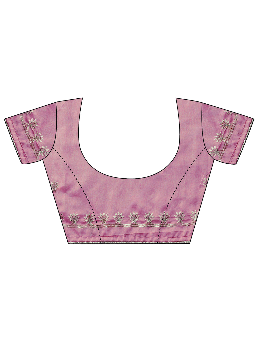  Pink Embroidered Organza Saree With Unstitched Blouse Piece 