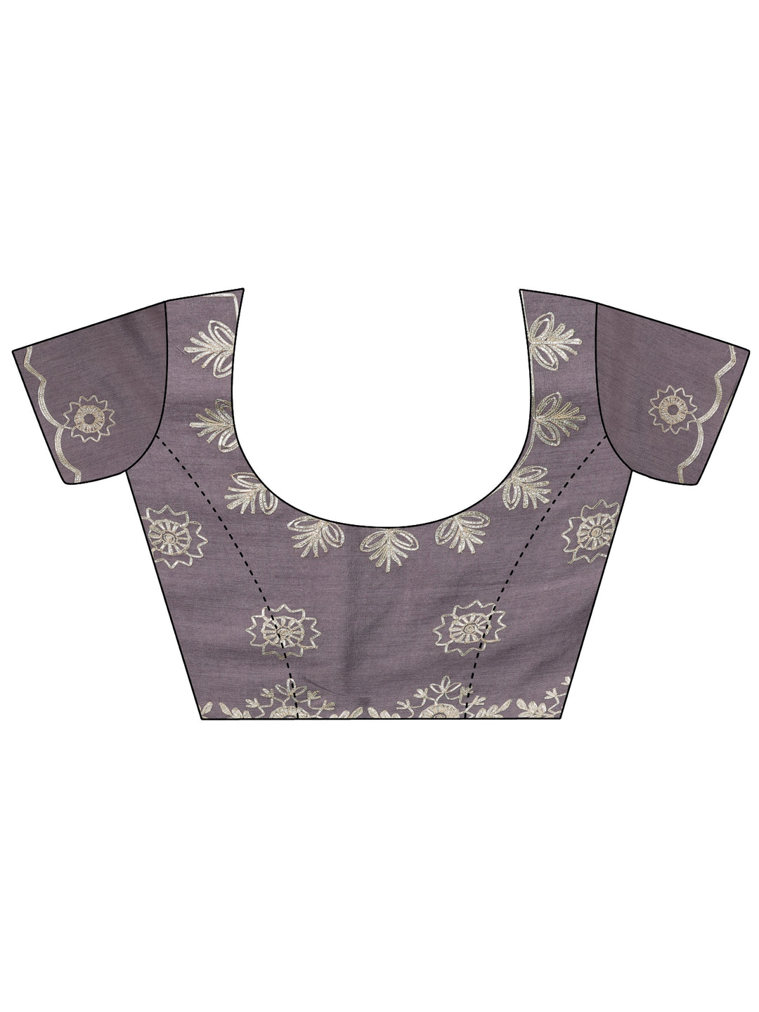  Lavender Embroidered Silk Blend Saree With Unstitched Blouse Piece 