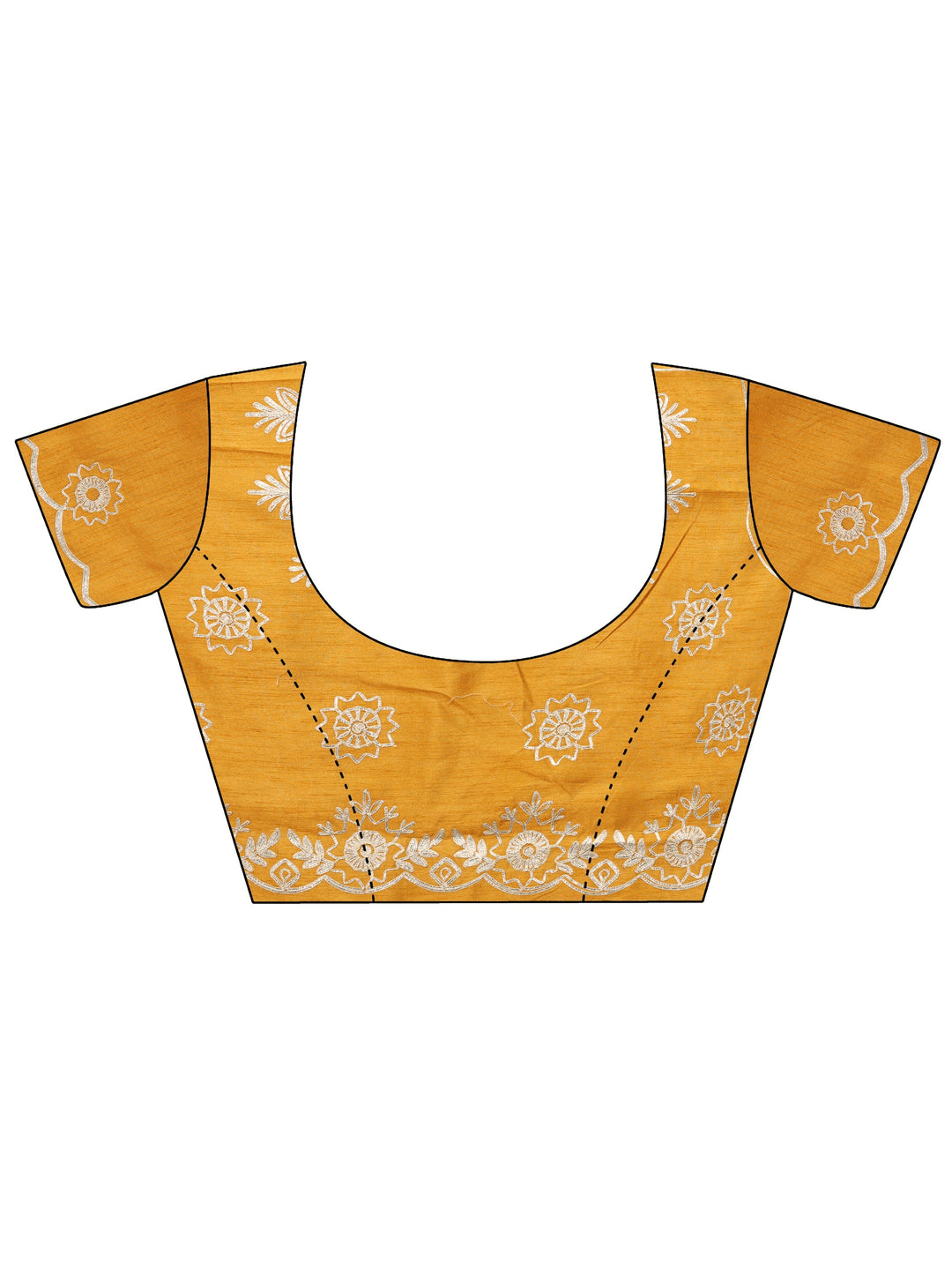  Yellow Embroidered Silk Blend Saree With Unstitched Blouse Piece 