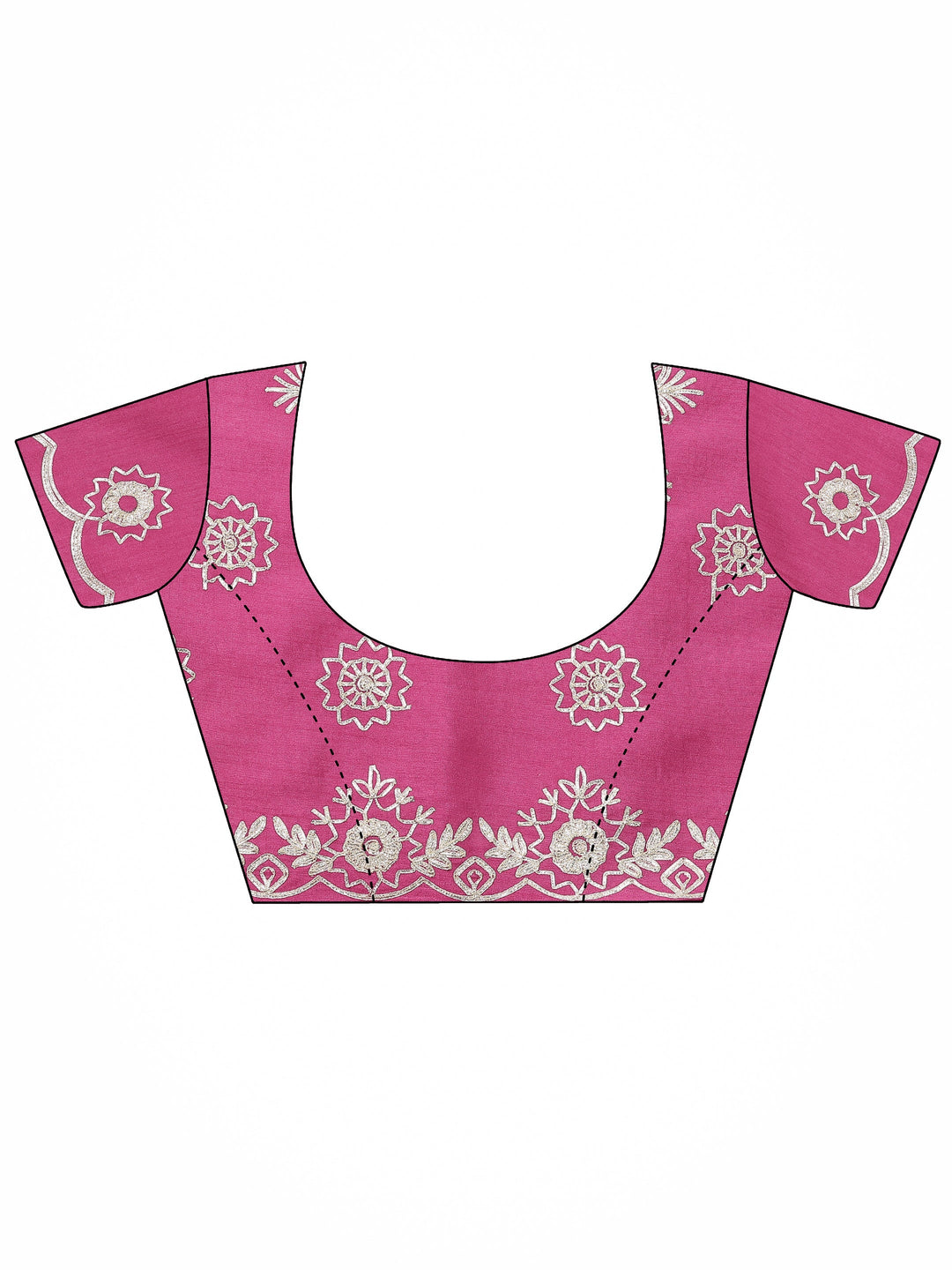  Pink Embroidered Silk Blend Saree With Unstitched Blouse Piece 