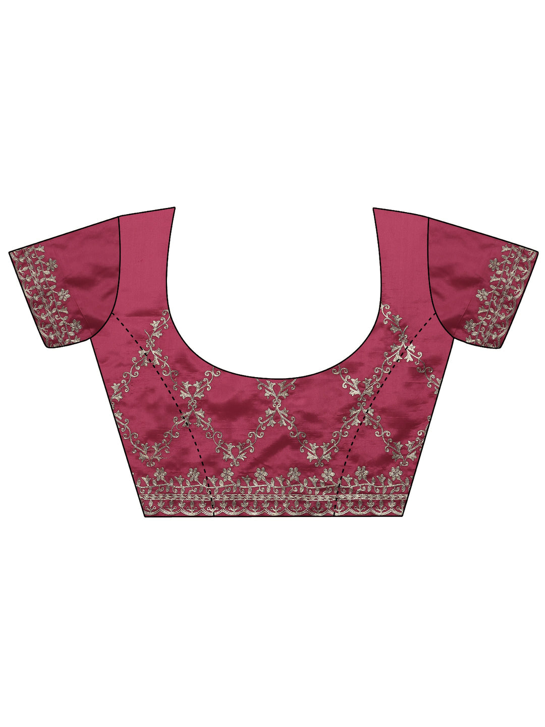  Pink Embroidered Silk Blend Saree With Unstitched Blouse Piece 
