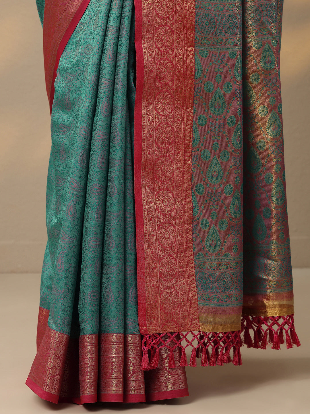 Blue Woven Design Banarasi Silk Blend Saree With Unstitched Blouse Piece 