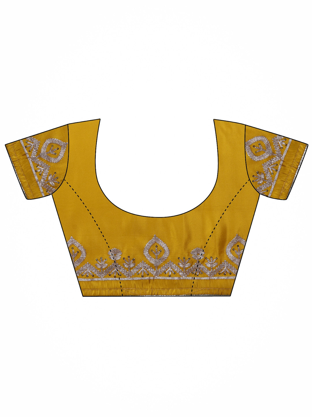  Mustard Embroidered Chinon Saree With Unstitched Blouse Piece 