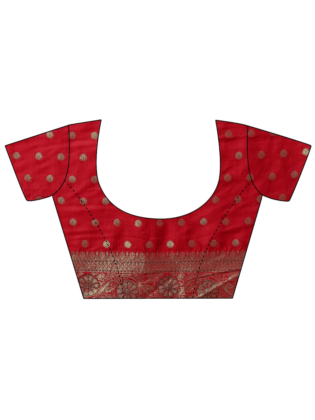  Red Embellished Banarasi Silk Blend Saree With Unstitched Blouse Piece 