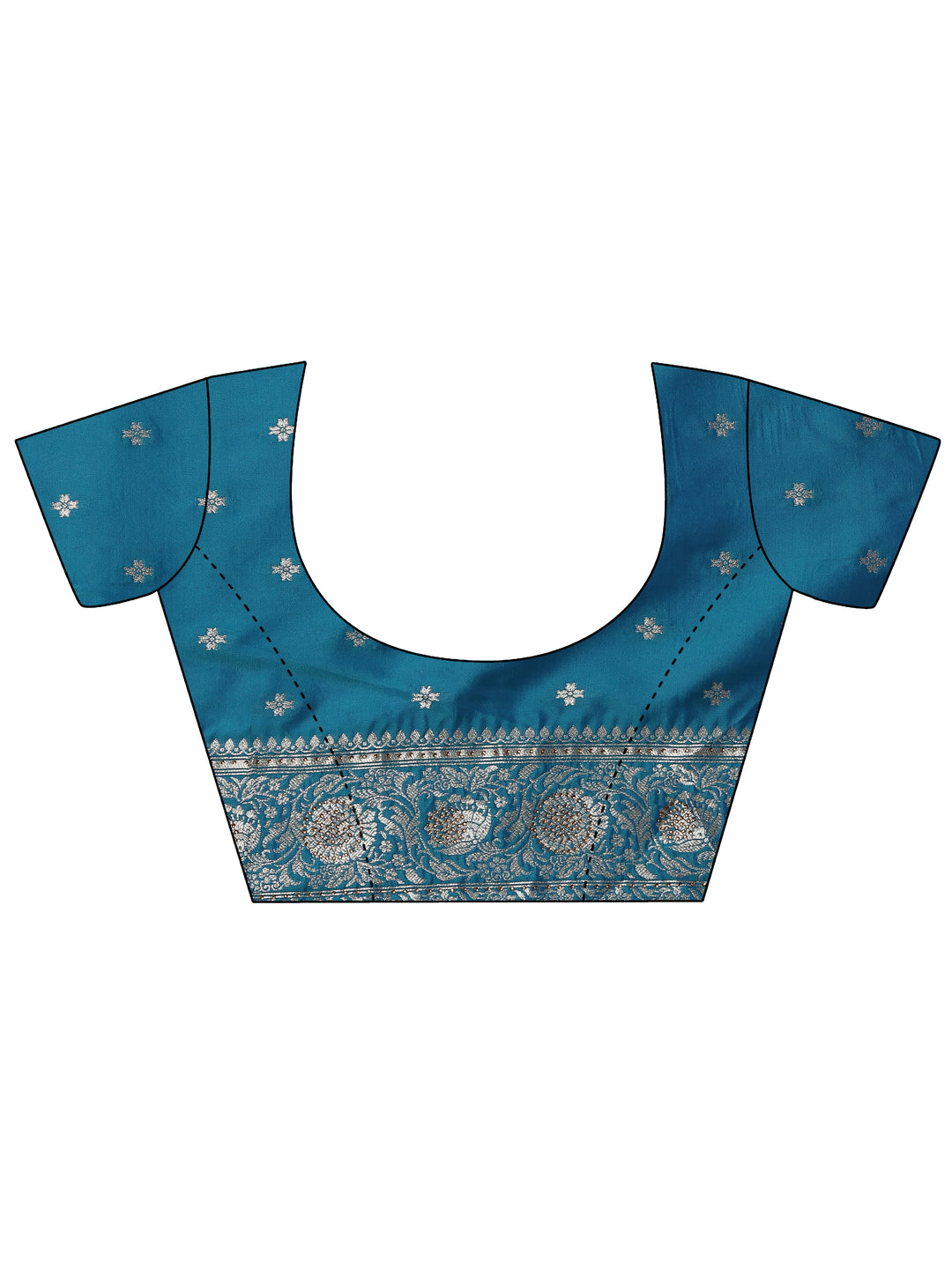  Blue Embellished Banarasi Silk Blend Saree With Unstitched Blouse Piece 