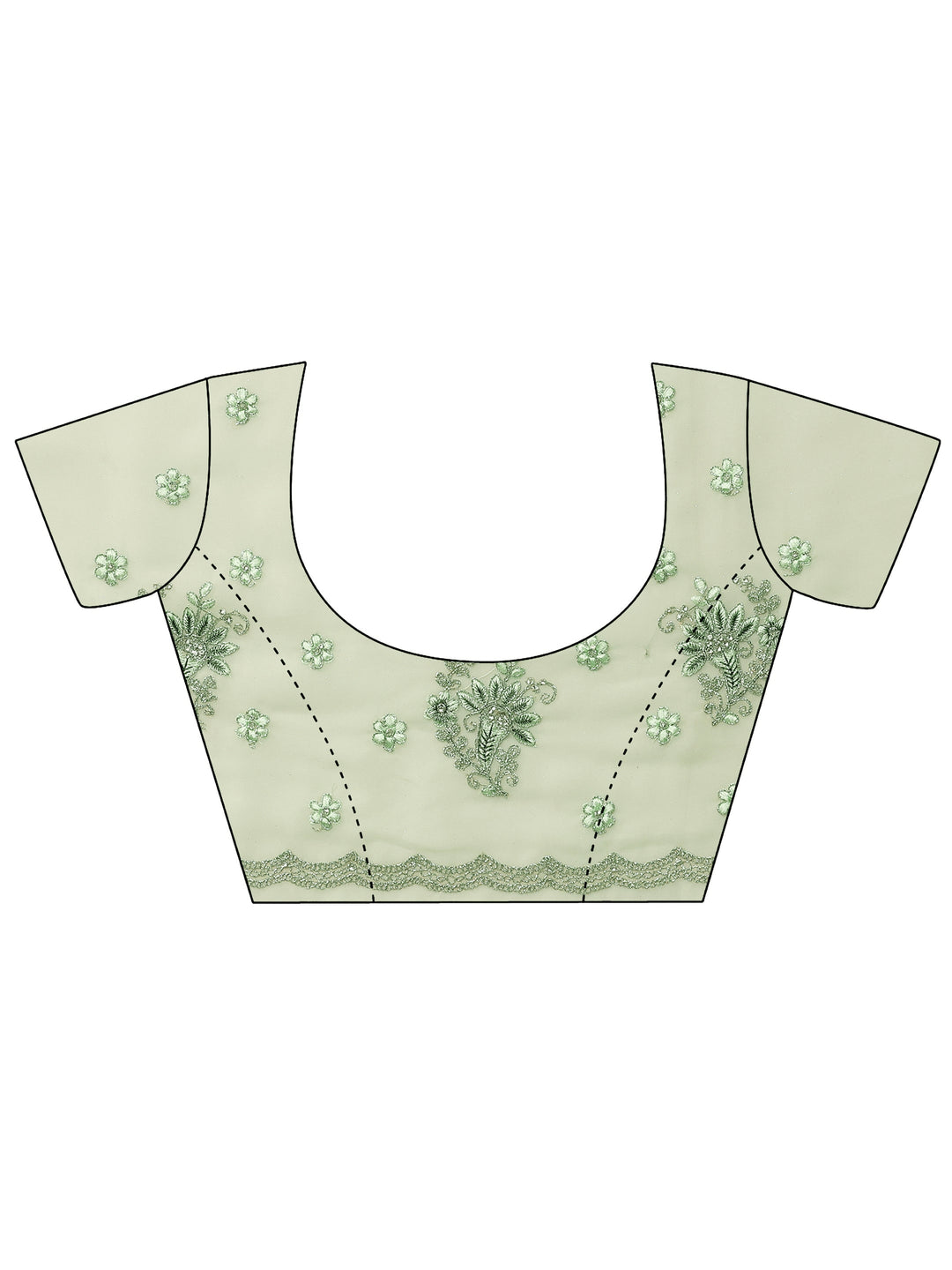  Green Embroidered Georgette Saree With Unstitched Blouse Piece 