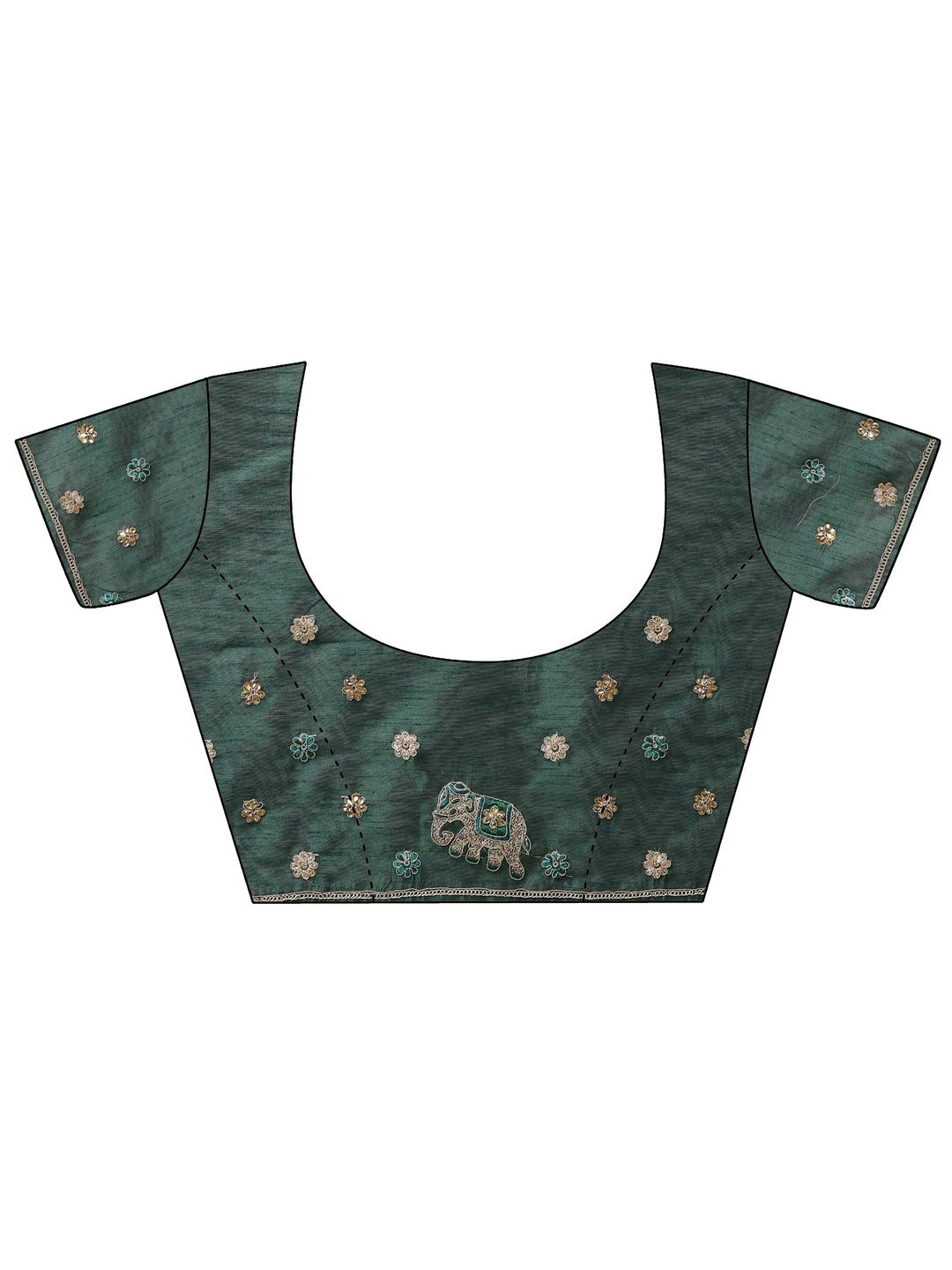  Lavender Embroidered Chinon Saree With Unstitched Blouse Piece 