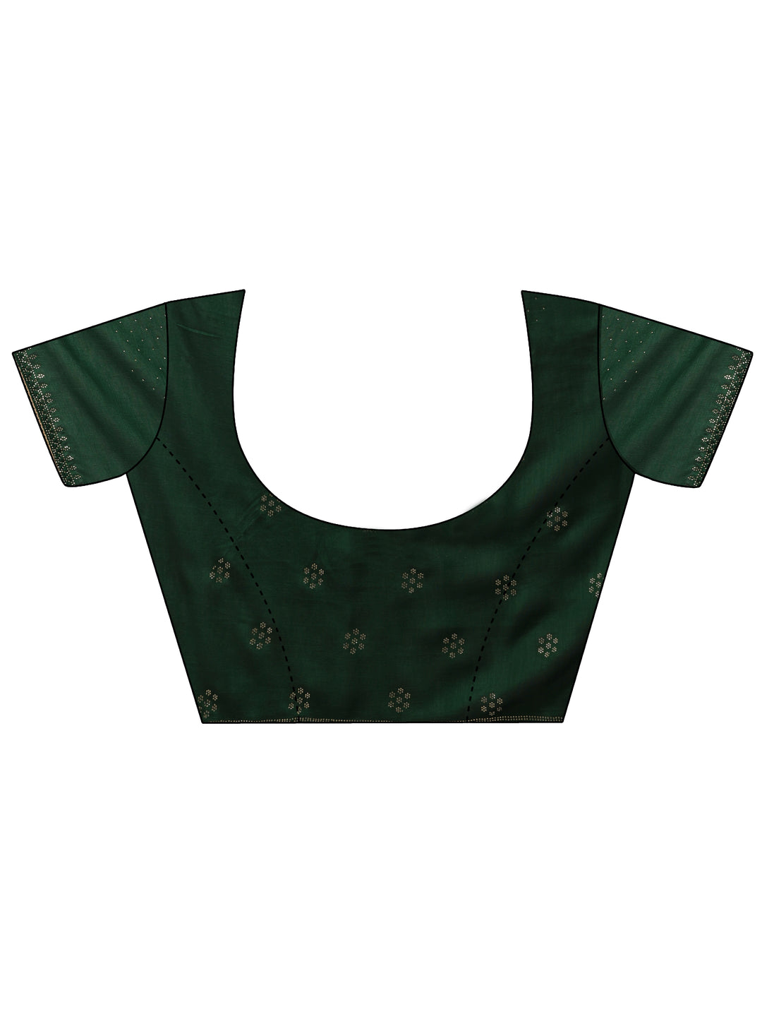  Green Printed Chinon Saree With Unstitched Blouse Piece 