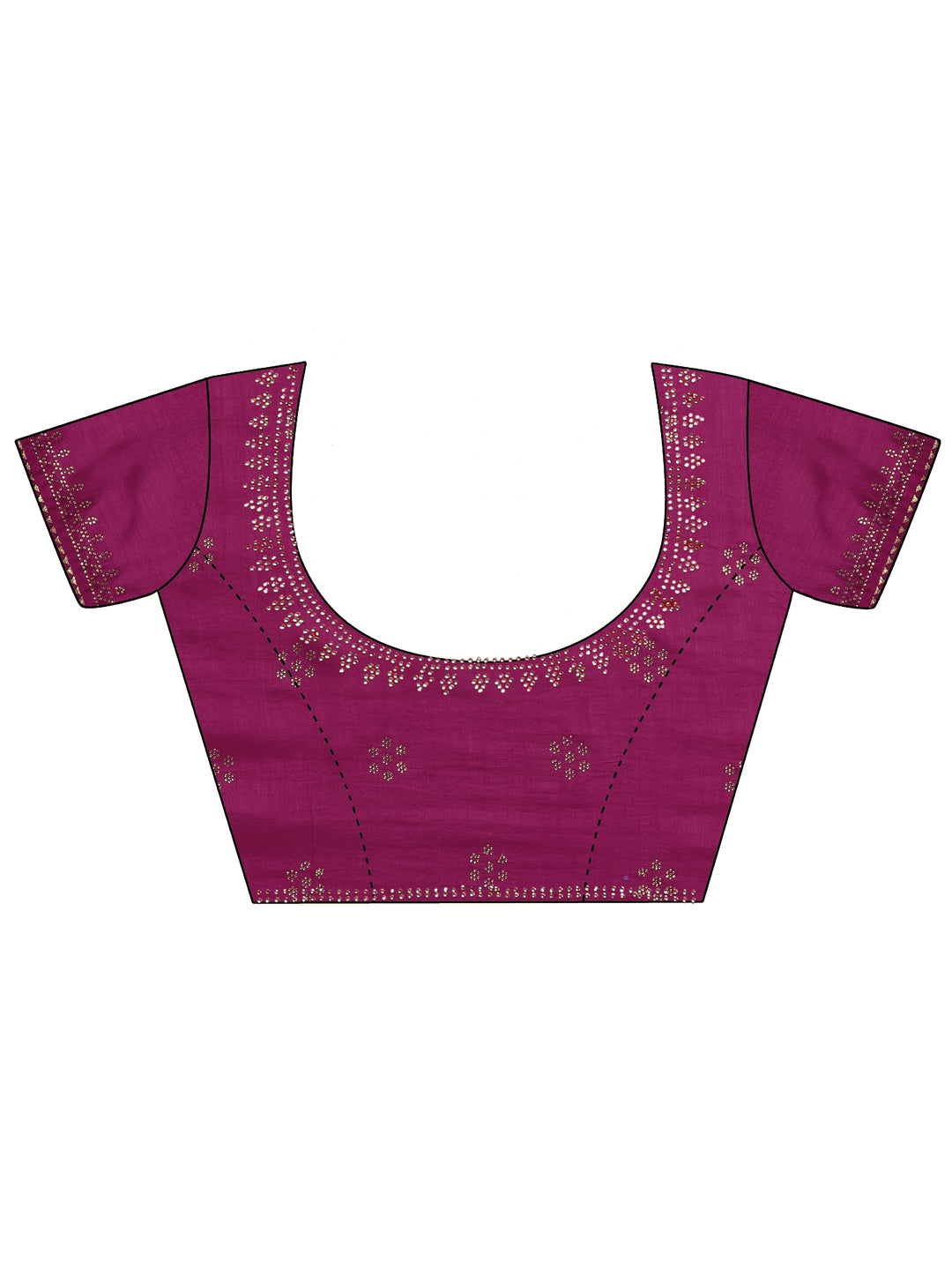  Burgundy Embroidered Chinon Saree With Unstitched Blouse Piece 