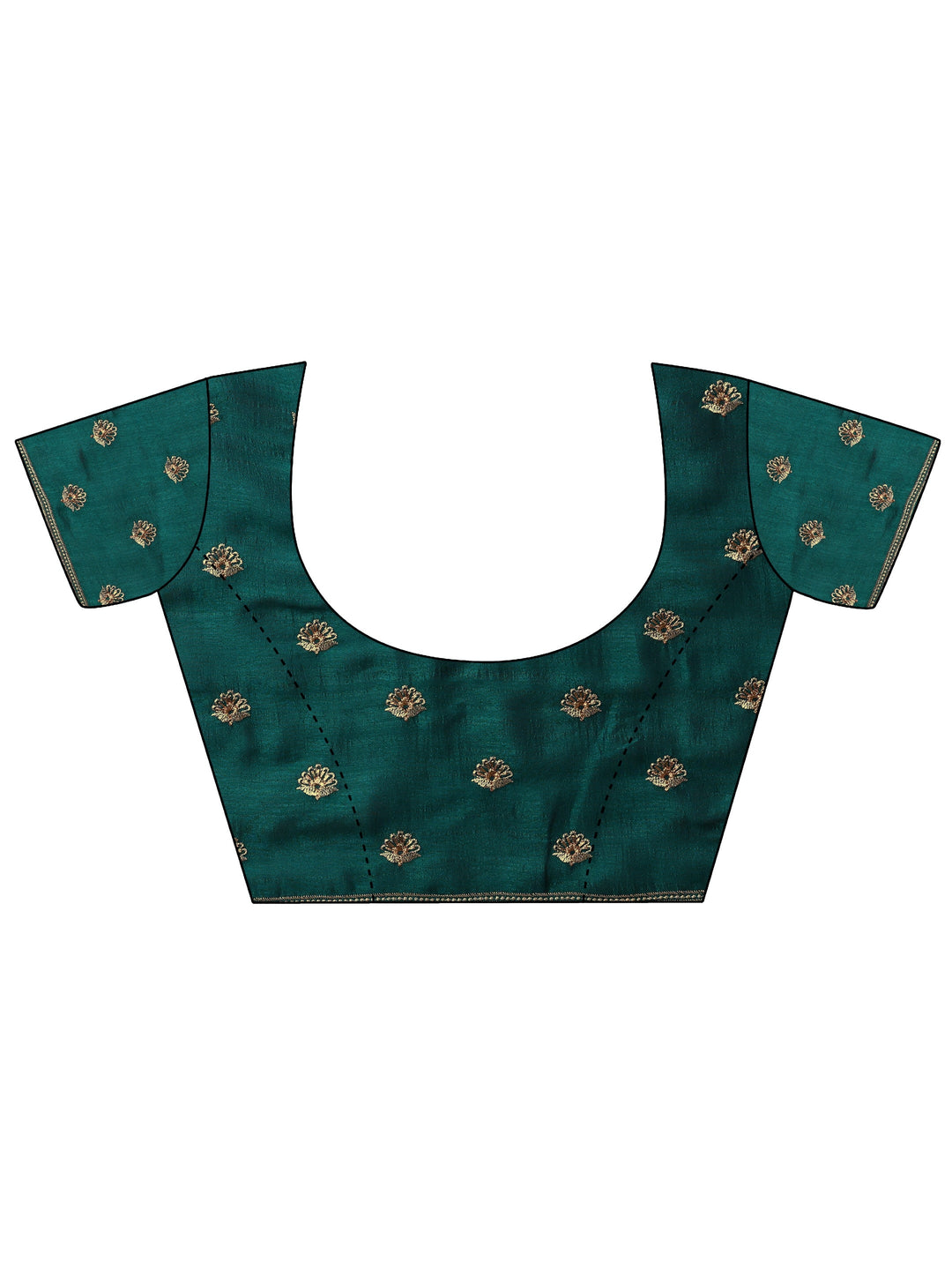  Teal  Embroidered Silk Blend Sarees With Unstitched Blouse Piece 