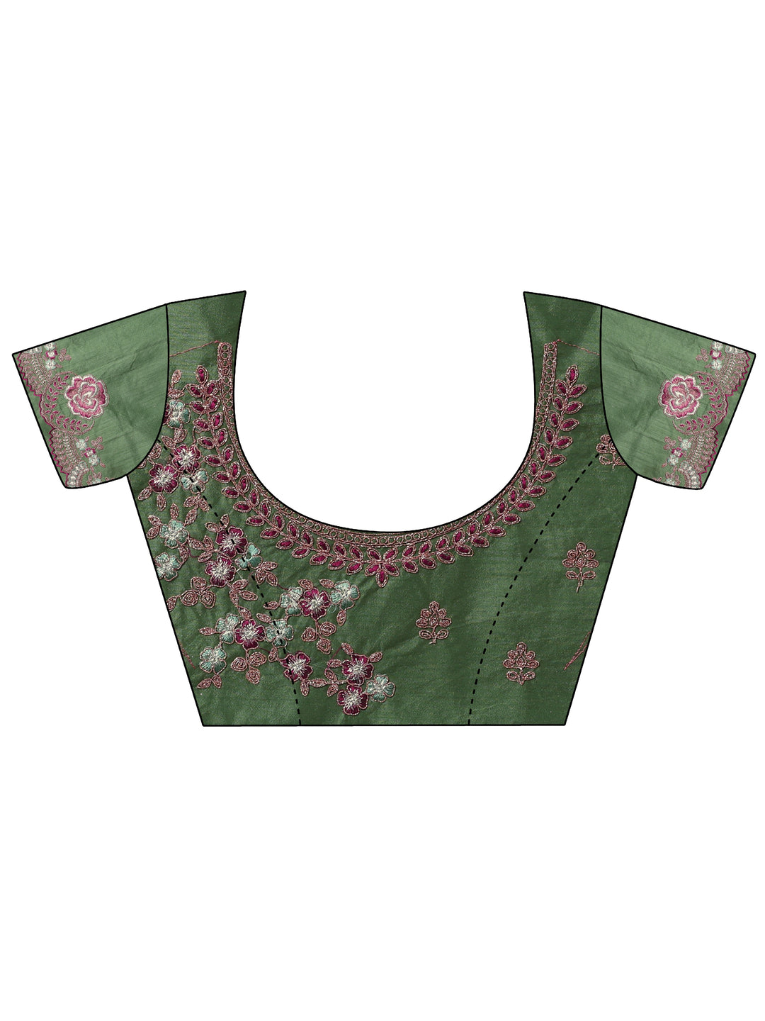  Mauve Embroidered Silk Blend Sarees With Unstitched Blouse Piece 